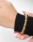 Beaded Orb Adjustable Brass/Silver Cuff