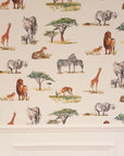 Safari Animals Watercolour Wallpaper - Children's Bedroom & Nursery