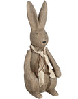 Handcrafted brown resin winter bunny figurine in sitting pose, artisan details, 33cm tall home decor accent by Sostter at brixbailey.com