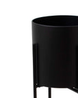 Tall Matte Black Indoor Planter with Modern Metal Frame