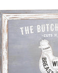 Handcrafted grey wood butcher's plaque with chicken cuts diagram, vintage farmhouse kitchen decor by sostter at brixbailey.com