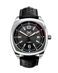 Black And Red Leather Rally Watch Strap, Silver Buckle