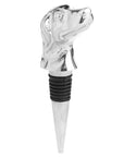 Silver nickel dog head wine bottle stopper, elegant metal pour spout with detailed canine sculpture by RoomLondon at brixbailey.com