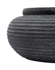 Grey Ribbed Round Ceramic Planter