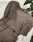Mocha Cable Knit Alpaca Throw