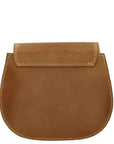 Tan Leather Turn Lock Saddle Bag