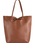 Camel Pebbled Leather Tote Shopper - Brix + Bailey