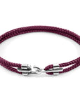 Silver and Rope Bracelet in Aubergine Purple