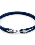 Canterbury Silver and Rope Bracelet - Navy Blue