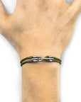 Canterbury Silver and Rope Bracelet - Khaki Green