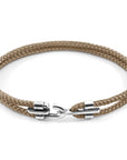 Silver and Rope Bracelet in Sand Brown