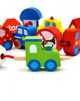 Car Shaped Wooden Threading Toy for Toddlers