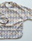 Long Sleeved Baby Bib - Blue Harlequin