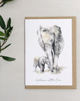 New baby Elephants hand painted greetings card