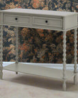 Spindle Leg Console Table with Two Drawers in Warm Grey