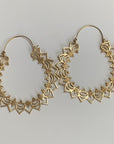 Sunray Mandala Brass/Silver Hoops – Bold Bohemian Circle Earrings.