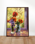 "Morning Light Poppies" Still Life Floral | 18x24 inch Wooden Framed Art Print | Original Artwork by American Artist Barbara Cleary