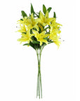 Pack of 6 x Artificial Flowers Large Yellow Lily Stem - 3 Flowers 100cm-2