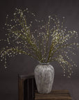 White willow spray with lifelike catkins, 112cm tall, pure white artificial floral for elegant home decor. by sostter at brixbailey.com