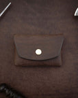 Dark Brown Leather Button Wallet