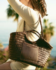 CELIA Calfskin Leather Tote Bag - Spacious & Handmade with Italian Leather - Includes Cotton Drawstring Bag for Travel & Everyday Use by Sook Stainable at brixbailey.com