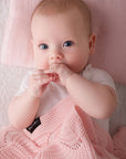 Rose Quartz Seashell Cellular Bamboo Baby Blanket - Hypoallergenic & Breathable 80x100 cm - OEKO-TEX Certified by Lullalove UK at brixbailey.com