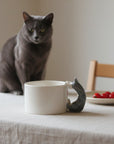 Grey Blue Cat Handle Mug – Handcrafted Ceramic