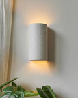Handcrafted Ceramic Wall Light in Raw White Curve