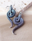Venom Luxe Drops - Snake-Shaped Brass Dangles in Antique Silver-Gold Finish.