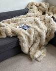 Luxury champagne Tuscan shearling throw rug, ultra-dense fur, premium handcrafted, best-selling home decor, stylish and warm by Wildash London at brixbailey.com