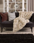 Luxury champagne Tuscan shearling throw, premium handcrafted rug, unique natural texture, stylish home decor, best-selling warm throw by Wildash London at brixbailey.com