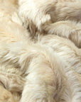 Luxury champagne Tuscan shearling throw rug, premium handcrafted unique design for bed or sofa, best-selling warm textured home decor by Wildash London at brixbailey.com