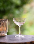 Crystal Champagne Saucers with Spears Design