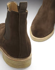 Brown Suede Chelsea Boots, Crepe Rubber Welted Sole