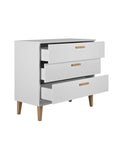 White Chest of Drawers with Oak Accent