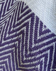 Luxury deep purple chevron organic cotton throw, handloomed oversized blanket, premium soft heavyweight bedspread or sofa cover by Wildash London at brixbailey.com