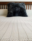 Premium Chevron Organic Cotton Throw in Pewter, luxury oversized handloomed blanket, soft heavy-weight bedspread or sofa cover by Wildash London at brixbailey.com
