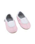 Pink Leather Slippers for Kids with Elastic Fit