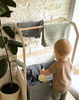 Wooden Drying Rack and Laundry Basket for Children