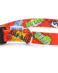 Red Graffiti Dog Collar with Metal Buckle