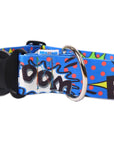 Blue Graffiti Dog Collar with Plastic Buckle