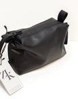 Handmade Leather Cosmetic Bag with Zipper and Pocket