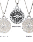 Large Travel Safe Compass Personalised St Christopher Silver Necklace