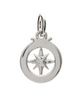 Travel Safe Outline Compass Silver Charm