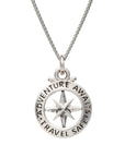 Travel Safe Outline Compass Silver Charm
