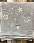 Premium Constellations Jacquard Baby Blanket Throw, 100% Organic Cotton, Luxury Dove Grey, Stylish Nursery Decor, Handcrafted Weave by Wildash London at brixbailey.com