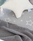 Premium constellations jacquard baby blanket, luxury organic cotton throw, stylish dove grey, soft and warm, 100cm x 160cm by Wildash London at brixbailey.com
