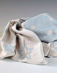 Luxury constellations jacquard baby blanket, premium organic cotton throw, stylish sky blue, 100cm x 160cm, best-selling nursery decor by Wildash London at brixbailey.com