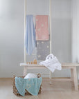 Luxury constellations jacquard throw, 100% organic cotton hammam towel, stylish sky blue sofa cover, premium handcrafted 140cm x 170cm by Wildash London at brixbailey.com