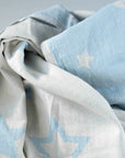 Luxury jacquard hammam towel, 100% organic cotton, constellations design, sky blue, stylish throw or sofa cover, 140cm x 170cm by Wildash London at brixbailey.com